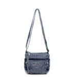 Vintage Washed Denim Multi Pocket Crossbody Bag