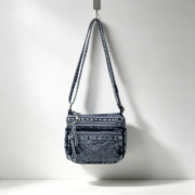 Vintage Washed Denim Multi Pocket Crossbody Bag - Image 4