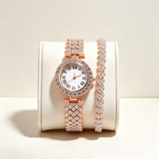Rose Gold Rhinestone Watch Bracelet Gift Set - Image 3