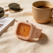 Pastel Beige Square Dial Soft Silicone Wrist Watch - Image 2