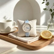 Light Blue Silicone Strap Minimalist Round Dial Watch - Image 4