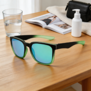 Gradient Green Frame Square Mirrored Lens Sunglasses - Image 2