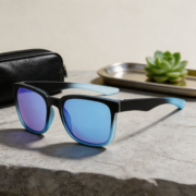 Gradient Blue Frame Square Mirror Lens Sunglasses - Image 4