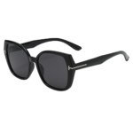 Black Cat Eye Metal T Decor Square Sunglasses