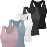5 Pack Womens Workout Racerback Tank Tops - Fitted Sleeveless Athletic Shirts No Bra